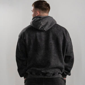 เสื้อฮู้ดผู้ชายแบบกำหนดเองซักเสื้อมีฮู้ดผ้าฝ้ายเฮฟวี่เวตเข้ารูปโอเวอร์ไซส์ - Product Image 3