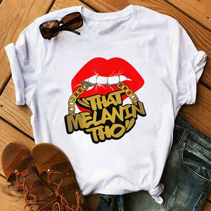 100% Cotton Women's <b>White</b> Melanin Printed <b>Plain</b> <b>Crop</b> Tank <b>Top</b> - Product Image 2