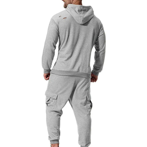 Conjunto Deportivo Casual para Hombre, Estilo Desgastado, Dos Piezas, Sudadera con Capucha y Pantalones Deportivos, Productos de Moda - Product Image 2