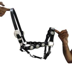 Qualité supérieure Fait à la main Fantaisie Tressé Rembourré Choco Marron Couleur Cuir Cheval Halter Havana Avec Double Couronne Boucles - Product Image 5