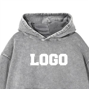 Sweat à capuche unisexe en molleton de coton avec logo vintage délavé de haute qualité, personnalisable avec votre logo, style streetwear - Product Image 4