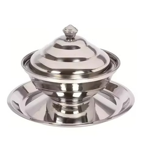 Bol de service artisanal en acier inoxydable au design traditionnel avec motif en relief, durable pour les mariages, l'usage domestique et les cadeaux - Product Image 3