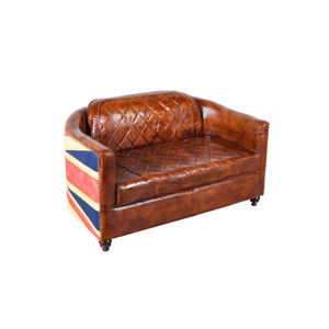Sofá Vintage de 2 Plazas con Diseño de la Bandera Británica, Tapizado en Cuero y Lona, con Estructura de Madera - Product Image 2