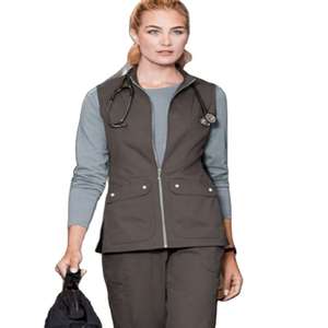 Gilets de travail pour femmes de haute qualité, uniformes d'hôpital personnalisés OEM, fermeture éclair, faible MOQ, tissu en tricot extensible respirant, aiguille - Product Image 6