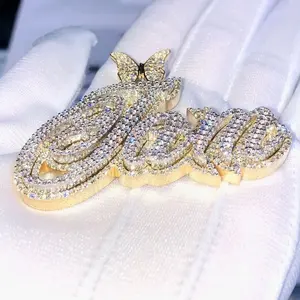 Collar con Nombre Personalizado, Colgante con Incrustaciones de Diamantes, Plata de Ley 925, Chapado en Oro, Cadena con Diamantes Moissanite VVS, Joyería Moderna de Hip Hop para Hombre - Product Image 3