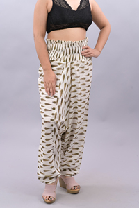 Pantalon Harem Bohème Indien Grande Taille - Pantalon de Yoga de Plage à Taille Élastique en Coton Respirant Imprimé Style Bohème Hippie Ample - Product Image 3