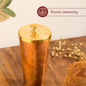 Vente en gros de gobelets en cuivre martelé avec couvercle, verres en métal faits à la main polis de haute qualité pour bars et restaurants de l'Inde - Product Image 5