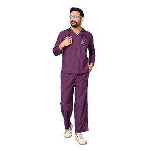 Ensemble de Blouses Médicales Homme de Haute Qualité en Gros, Personnalisable avec Logo, Col en V, Respirant, Séchage Rapide, en Velours Côtelé, pour Hôpital - Product Image 1
