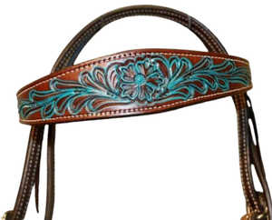 Cabecera de caballo rústico occidental, diseño Floral de calidad superior, brida de cuero de vaca duradera, perfecta para montar a caballo, Exportación - Product Image 4