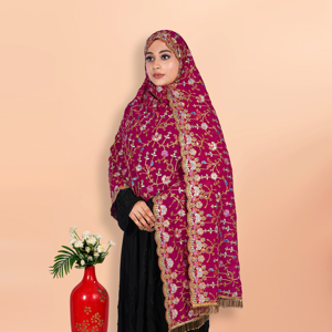 Hiyab Premium de Georgette para Mujer con Bordado Intenso y Lentejuelas, con Cuentas, Borde de Encaje Latkan para Ocasiones Especiales - Product Image 4