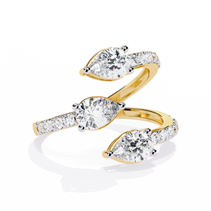 Elegant Luxury <b>Vintage</b> Women's Lab-Grown Diamond Spiral <b>Ring</b> Multi-Stone Wrap Design Pear-Shape Cut 14KT/18KT <b>Gold</b> Plated IGI - Product Image 3