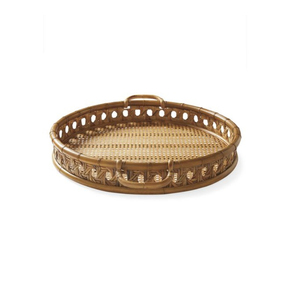 Bandeja para servir de ratán artesanal con patrón elegante de moda, perfecta para Decoración de mesa de café, aperitivos y bebidas - Product Image 6