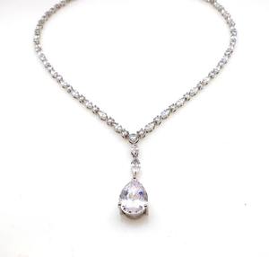 Collar de novia de diamante de moissanita en forma de marquesa completamente blanca, joyería personalizada de excelente corte, hermoso regalo de boda para ella - Product Image 3