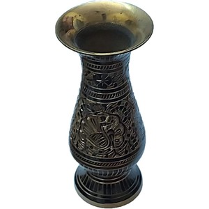 Vase à fleurs en laiton Antique pièce maîtresse Pot beau décor de bureau à domicile Article fabriqué à la main avec bidri nakkashi travail Art fleur vas - Product Image 2