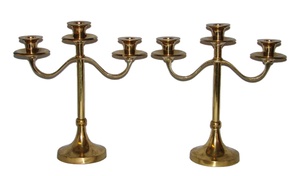 Luxueux 5 bras au sol argent poli moderne à la main grand pilier bougeoir pièce maîtresse de Table de mariage - Product Image 5