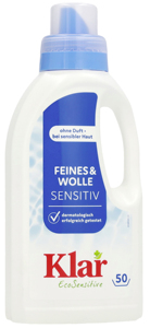 Détergent liquide pour linge en tissu fin et laine KLAR Brand Eco Sensitive Cust 500ml Sans parfum 50 lavages Détergent doux pour bébé - Product Image 1