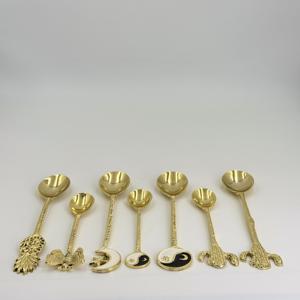 Ensemble de couverts en laiton à manche côtelé doré, personnalisable avec logo, pour café et thé, prix raisonnable, R B Overseas - Product Image 4