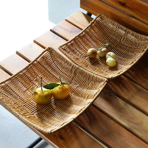 Plateau de rangement simple pour la maison Plateau de service en rotin naturel écologique Fabriqué au Vietnam Plateau en marbre de taille personnalisée - Product Image 1