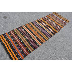 Nueva Alfombra de lana Kilim negra de 9x12, tejido plano de estilo turco Tabriz con técnica Jacquard, patrón de retazos de 2,8x9,1 pies, respaldo de látex - Product Image 2