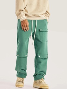 Pantalones Cargo para hombre en nuevo estilo Diseño de moda Ropa informal con cintura media Tallas grandes Estilo lavado Patrón recto - Product Image 4