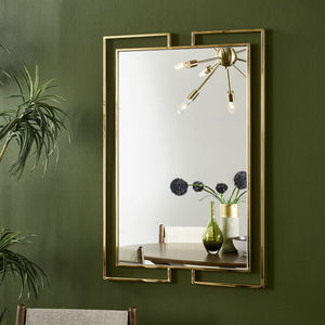 Espejo de pared de hierro moderno de lujo, Marco De Oro rectangular, espejo de pared decorativo, gran oferta, hoteles, espejo de Metal indio, sala de estar - Product Image 1