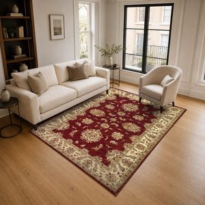 Tapis de salon chenille antidérapant imprimé numériquement, style moderne et vintage, rouge bordeaux, lavable en machine, vente en gros RUGS DEPOT LXDP-0881 - Product Image 2
