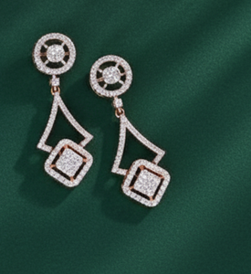 Conjunto de collar con diseño de gota de diamante de corte elegante cultivado en laboratorio de oro sólido blanco de 14 quilates para mujer, regalos de aniversario de boda hechos en la India - Product Image 2