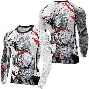 เสื้อแรชการ์ดแขนยาวผู้ชาย แห้งเร็ว กระชับกล้ามเนื้อ สำหรับ BJJ MMA ออกกำลังกาย ยิม-สแปนเด็กซ์/ไนลอน หนักพิเศษ พิมพ์ลายแบบซับลิเมชั่น - Product Image 2