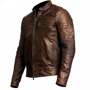 Chaqueta de Cuero Genuino Recubierto para Hombre, Diseño de Última Moda, Resistente al Viento, Transpirable, Cuello Alto, Talla Grande, Logotipo Frontal, Otoño 2025 - Product Image 5