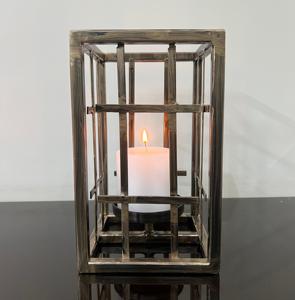 Soporte de vela de hierro con recubrimiento de polvo marrón diseño geométrico moderno hecho a mano portavelas de Metal de mesa creativa para el jardín del hogar - Product Image 4