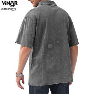 T-shirt polo surdimensionné à épaules tombantes Vintage lavage à l'acide et marque personnalisée pour les commandes en gros tissu et surdimensionné - Product Image 3