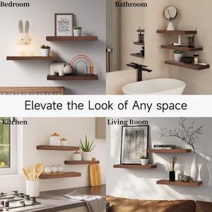 Étagères murales flottantes modernes en bois sculpté, étagères de rangement pour salon, salle de bain, décoration de la maison - Product Image 4