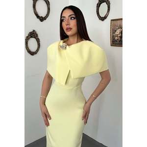 Robe cape jaune à boucle unique pour femme Elisa Fashion - Product Image 2