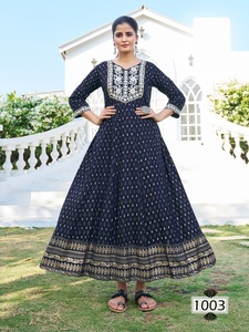 ชุด anarkali พิมพ์ลายเรยอนฟอยล์14กก. ชุดคอลเลกชั่นปักคอลเลกชั่นใหม่ - Product Image 2