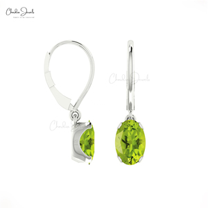 <b>Top</b> Quality Solid 14k Gold Solitaire Gemstone Earrings 1.1 CTW Peridot Dangler Earrings August Birthstone Jewelry at Wholesale - Product Image 4