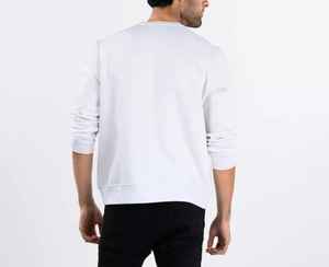 <b>Mens</b> Solid <b>White</b> Crewneck <b>Sweatshirt</b> 100% Cotton Winter Casual Streetwear - Product Image 3