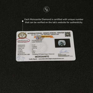 Diamant Moissanite Certifié D VVS1 Coupe Coussin, Produit Non Monté - Product Image 4