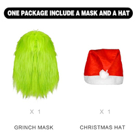Nicro Navidad monstruo verde máscara de látex adulto disfraz peludo Accesorios Sombrero rojo Cosplay hombre de cabeza completa máscara de fiesta de Halloween