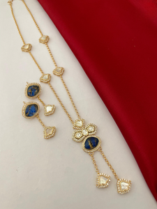 Conjunto de colgante de Polki antideslustre para mujeres y niñas, joyería india tradicional con collar étnico ligero de brillo de larga duración - Product Image 3