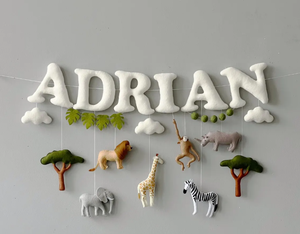 Pancarta con Nombre Personalizado, Guirnalda <span class=keywords><strong>de</strong></span> Fieltro, Cartel <span class=keywords><strong>de</strong></span> Cumpleaños, Decoración <span class=keywords><strong>de</strong></span> Pared, <span class=keywords><strong>Safari</strong></span>, Guardería, Jungla - Product Image 4
