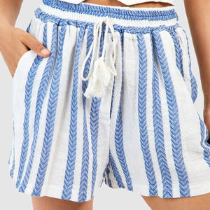 Femmes de haute qualité 100% matériau respirant taille haute décontracté Bermuda dernier style avec motif à rayures - Product Image 6