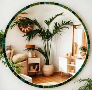 Espejo de mosaico de plata, espejo de mosaico redondo - Product Image 1