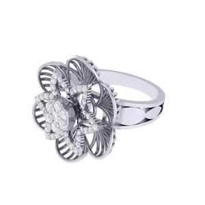 Bague florale en argent sterling 925 pur, plaquée or avec incrustation de rhodium et de zircone cubique rose, or rose, certifiée BIS - Product Image 6