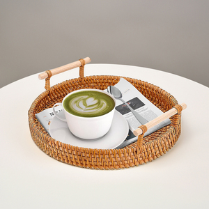 Bandejas redondas de bambú hechas a mano de Vietnam precio de fábrica respetuoso con el medio ambiente elegante bandeja de servicio de lujo Marco de ratán para el Hotel De La Use-SR2043 - Product Image 4