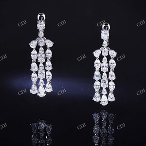 Magnifiques boucles d'oreilles pendantes en diamant 11,40 CTW clarté VVS, vente en gros, bijoux de luxe sur mesure en or blanc, nouvelle tendance - Product Image 5