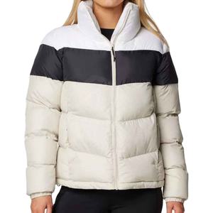 Warm padded puffer jacket womens regular size <b>quilted</b> coat long sleeve winter outerwear zip up lightweight inner - Product Image 1