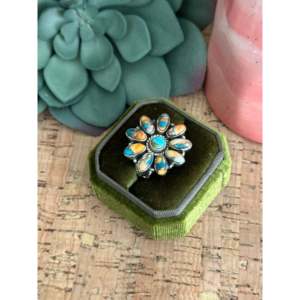 Southwest Handmade Multi Stone <b>Sterling</b> <b>Silver</b> <b>Adjustable</b> <b>Ring</b> Casual Fashion Gift - Product Image 4