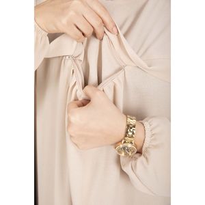 Robe Hijab en Crêpe Beige, Design Simple, Coupe Droite et Taille Empire - Product Image 4