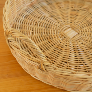 Handmade Natural Rattan Eco-Friendly Multifunction Round Serving <b>Basket</b> <b>Tray</b> Handles Wicker Organizer for Home Kitchen Storage - Product Image 5