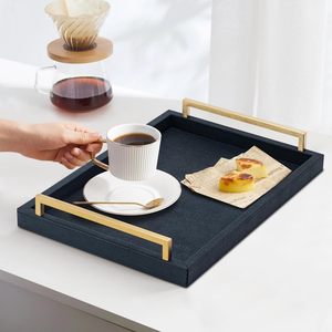 Elegante bandeja de metal ovalada, Perfecta para servir té, café o postres, ideal para café en casa y uso en hoteles - Product Image 1